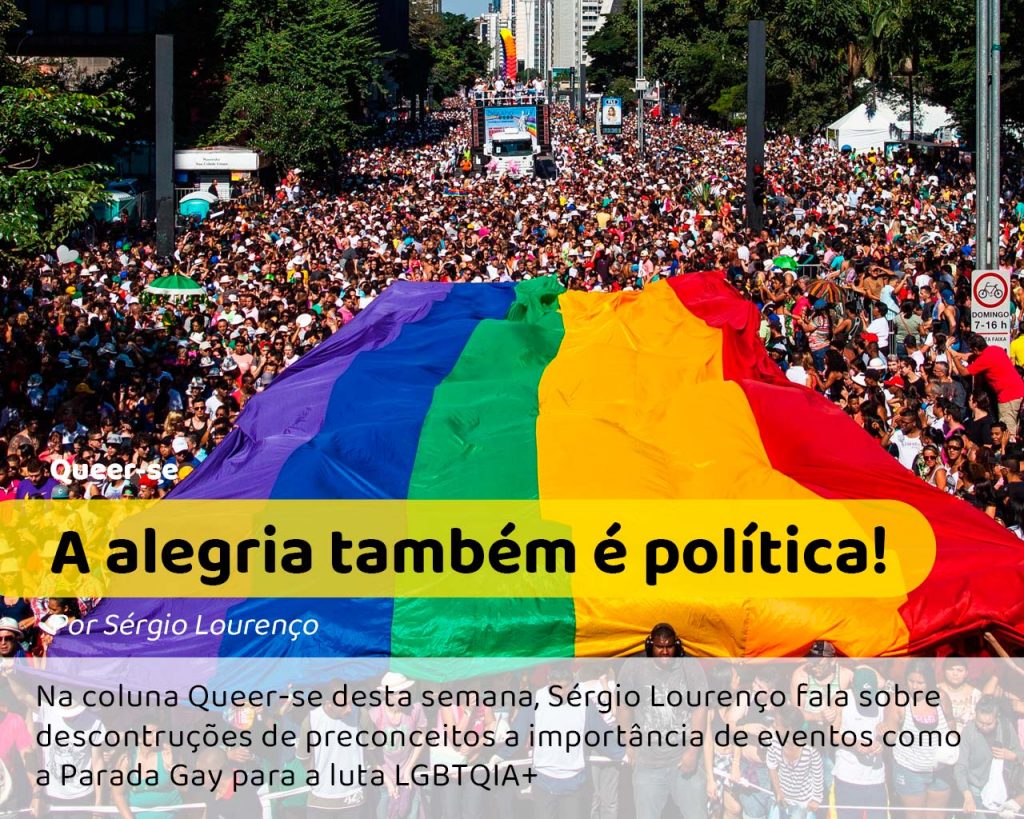 Foto da Avenida Paulista durante a Parada Gay de São Paulo #pracegover