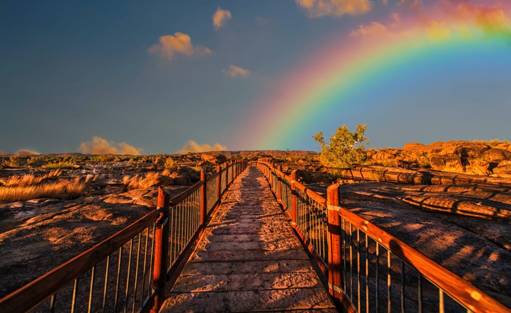 ponte e arco-iris